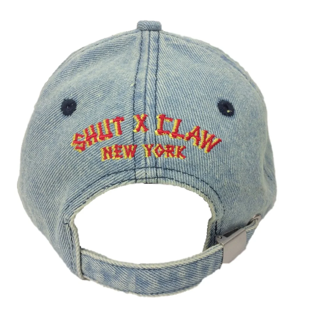 SHUT x CLAW denim cap — back